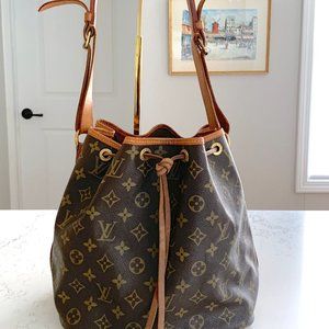 Louis Vuitton Petit Noe Handbag Bucket Shoulder Bag Monogram Vintage EUC